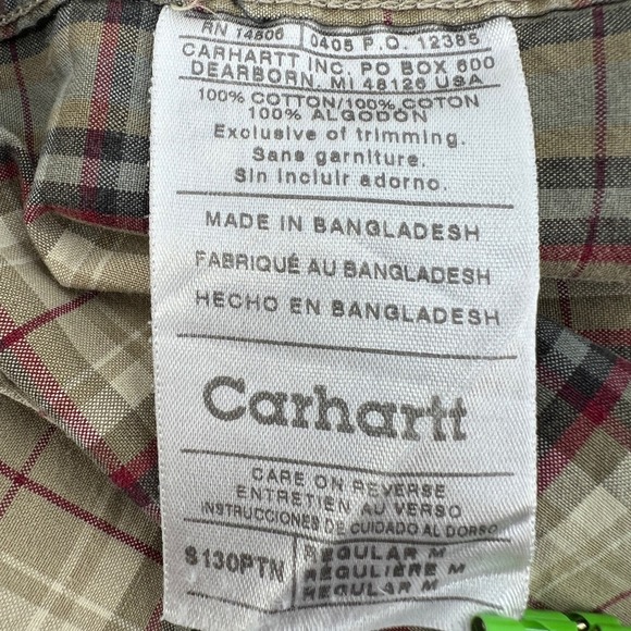 Y2K Vintage 05 Carhartt Men's Plaid Long Sleeve Button Down Shirt M S130PTN - Picture 7 of 12